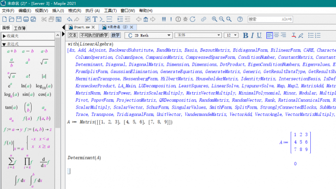 计算数字矩阵行列式