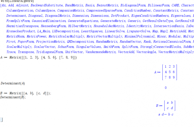 计算符号矩阵行列式