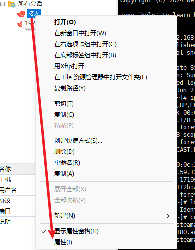 查看当前会话的属性