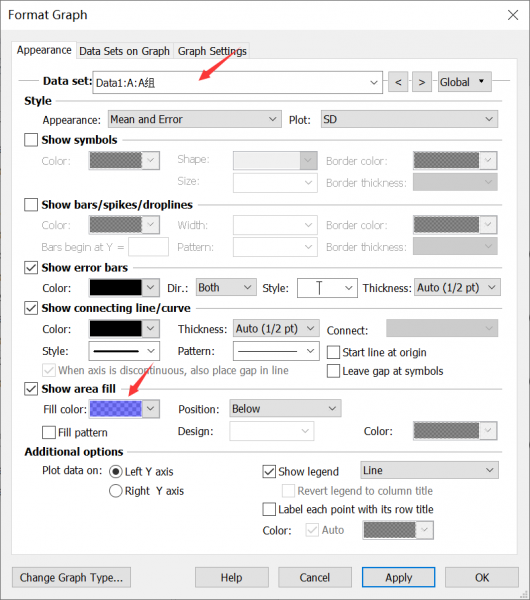 修改A组曲线面积颜色