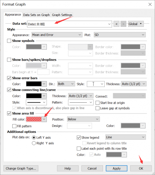 修改B组曲线面积颜色