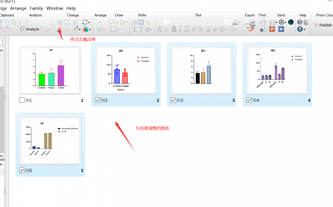勾选要统一格式的图表