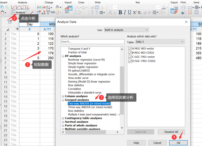 选择双因素方差分析