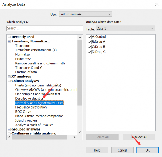 选择正态分布检验