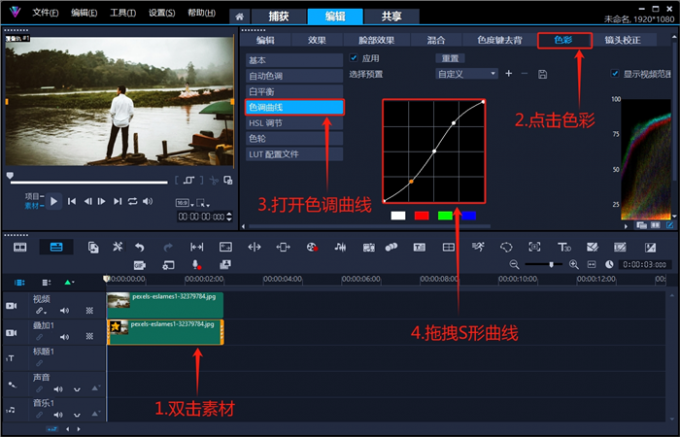 調(diào)整S形色調(diào)曲線