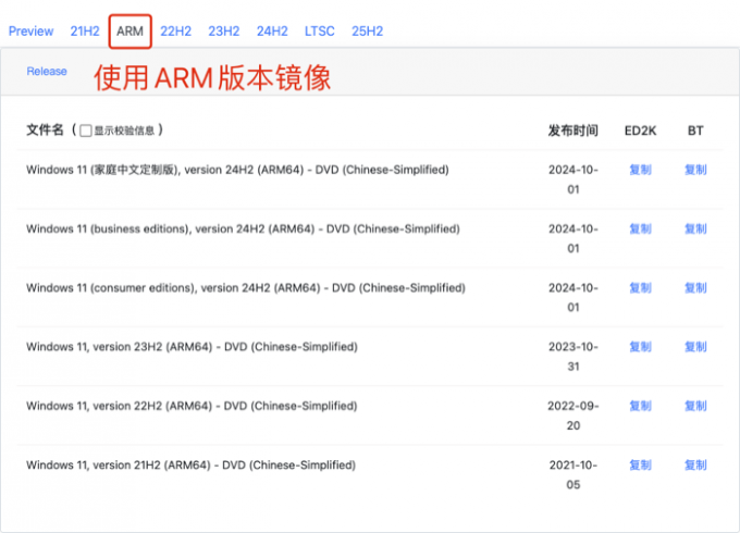 使用ARM版本Windows镜像