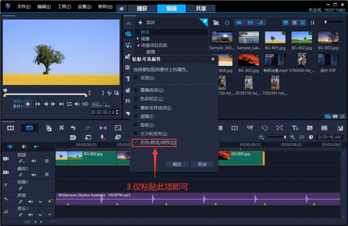 仅粘贴动作样式
