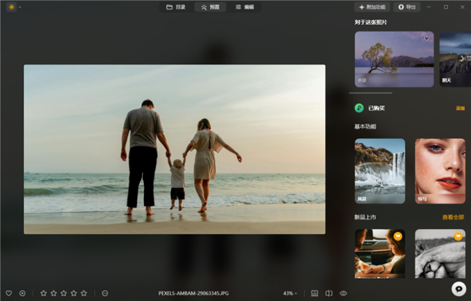 Luminar Neo的预置界面
