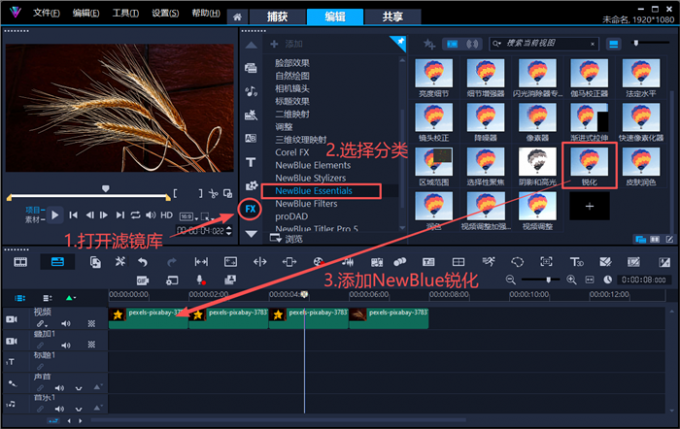 添加NewBlue锐化滤镜