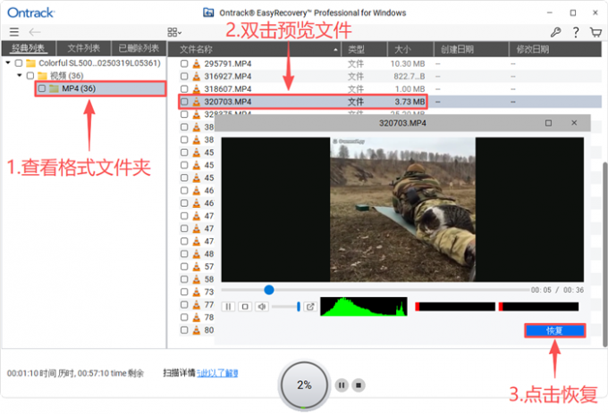 预览并恢复文件