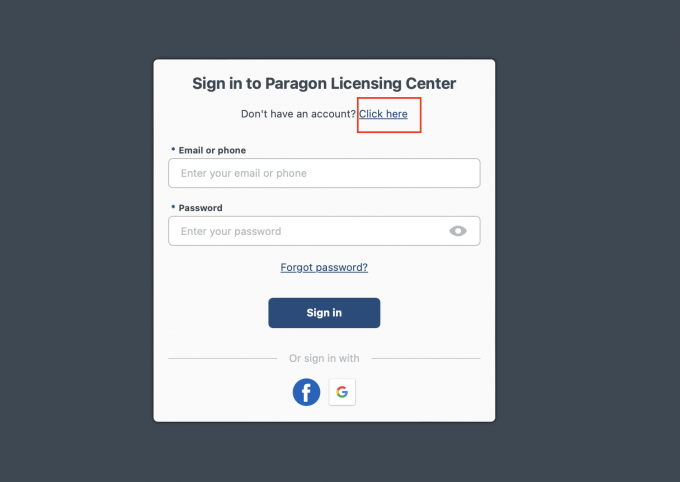注册Paragon Licensing账户
