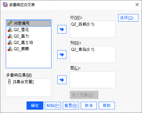 多重相应交叉表