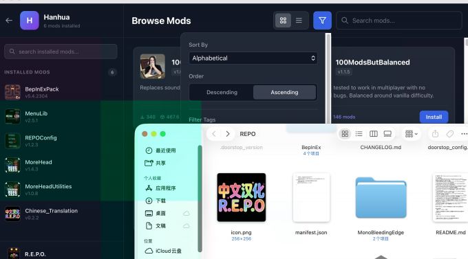 查看汉化模组是否应用成功
