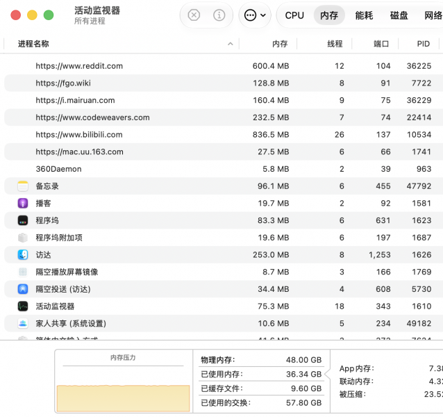 内存占满