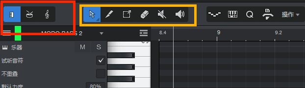 钢琴卷帘窗的左上方视图