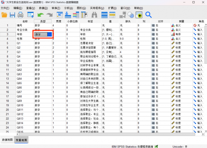 点击进入变量类型设置界面中