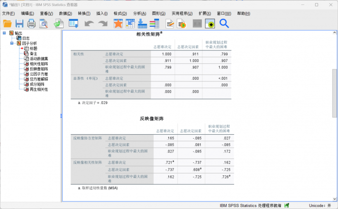 得到因子分析的数据结果