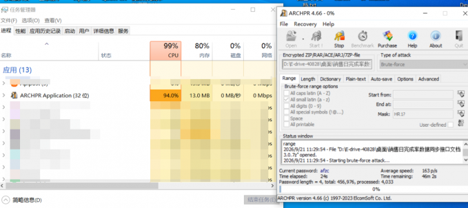 ARCHPR占用CPU