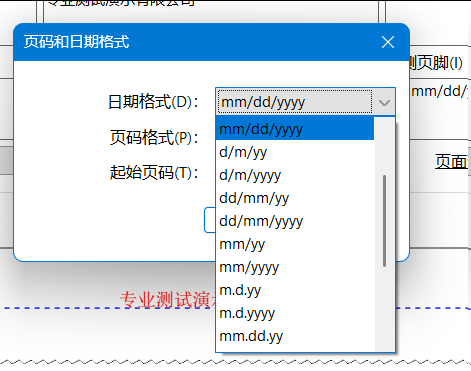 页码和日期格式