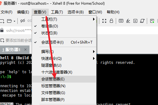 查看会话管理器