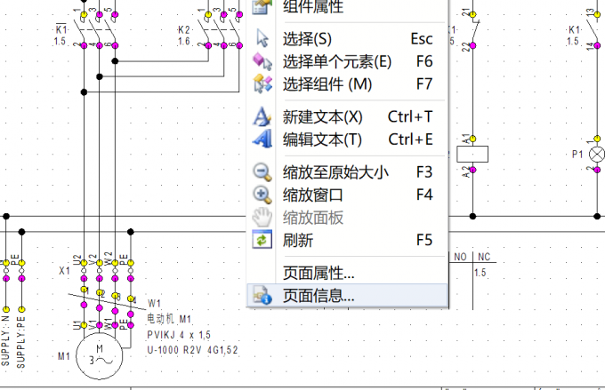 在绘图区鼠标右键点击页面信息