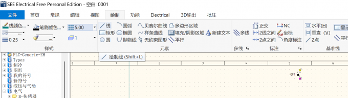 点击【绘制】-【线】,并修改网格大小