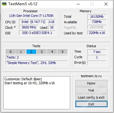 TestMem5软件主界面