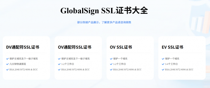 GlobalSign SSL证书一览