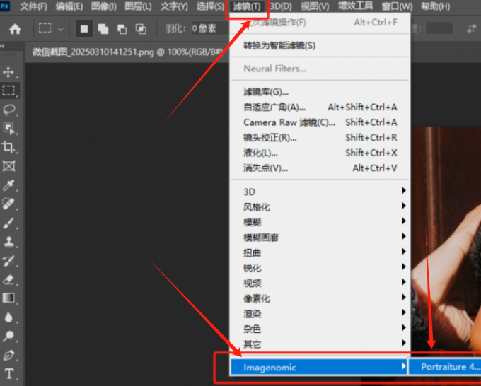 Portraiture在PS中的位置