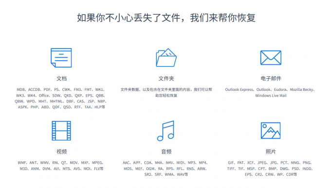 数据恢复软件可以恢复的文件类型