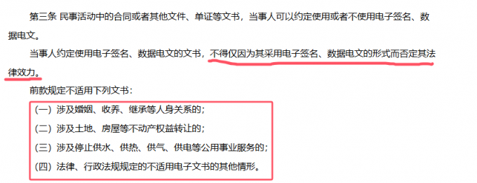 电子签名适用范围