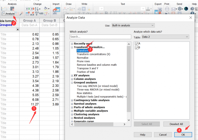 选择Transform（转换）功能