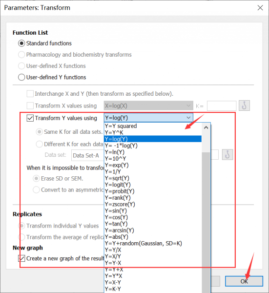选择对数转换函数