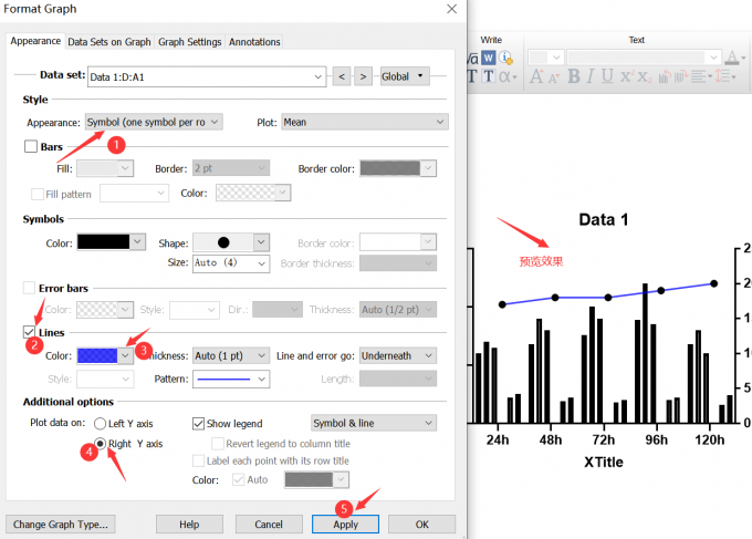 修改A1数据成折线