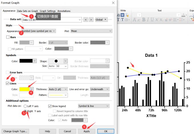 修改B1数据成折线
