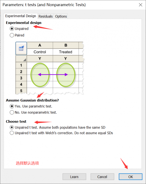 默认选项，点击OK