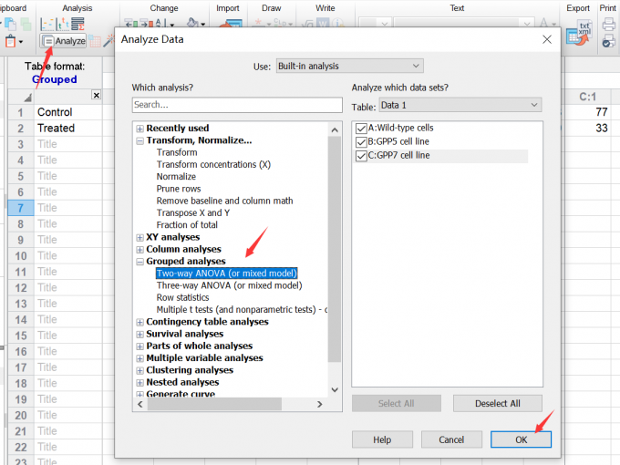 选择Two-way ANOVA