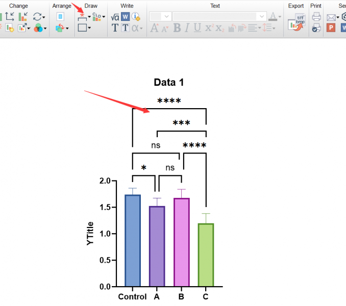 在图表上标注显著性星号