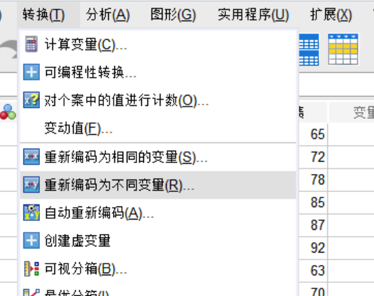 选择重新编码为不同变量