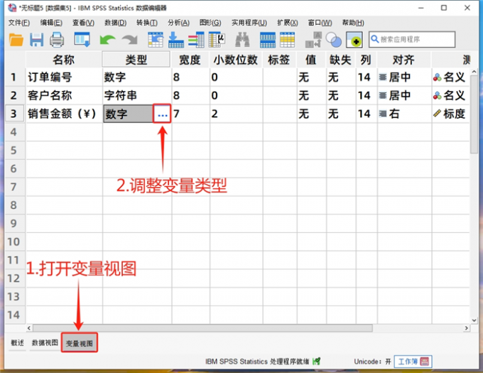 打开变量视图调整变量类型