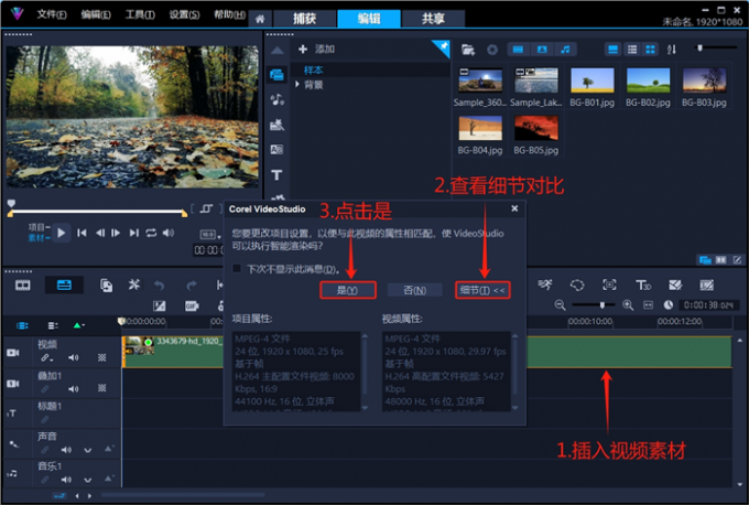 插入视频查看项目属性