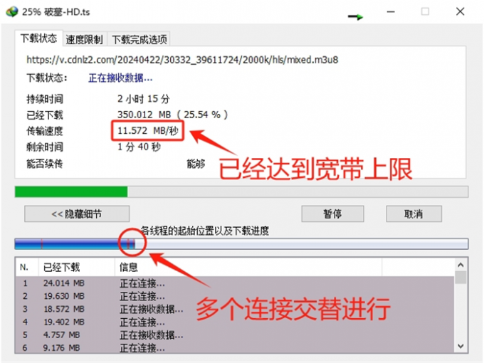 多个连接交替下载