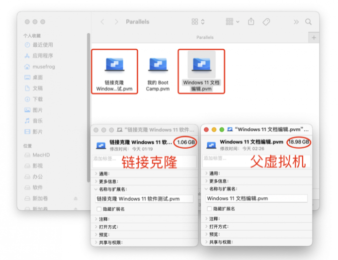 链接克隆并非完整文件