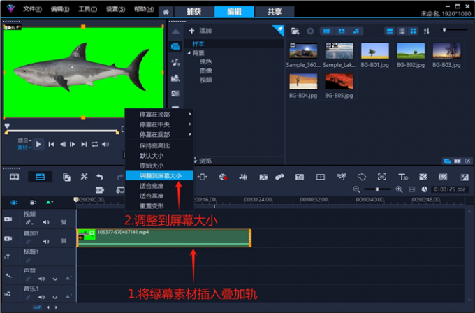 插入素材适应项目尺寸