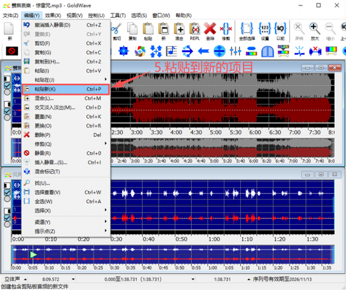 粘贴到新的项目
