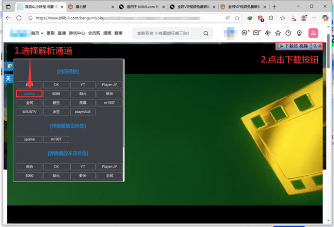 选择视频解析通道