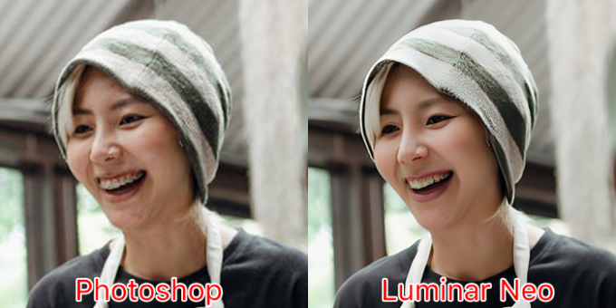 两种放大人像效果对比