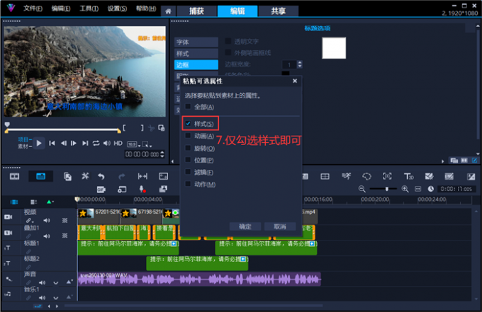 仅粘贴字幕样式