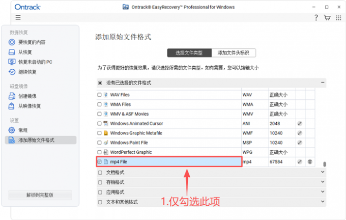 勾选刚才添加的文件格式