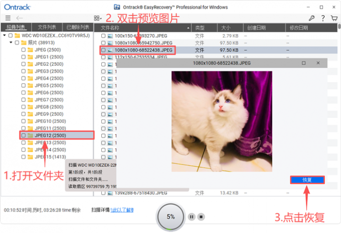 预览图片并点击恢复